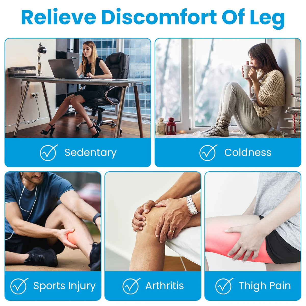 1PCS Cordless Leg Air Compression Massager with Heat