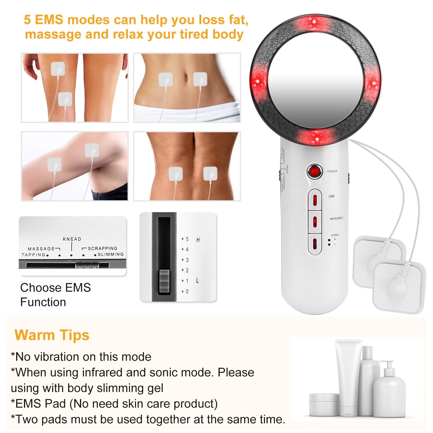 Ultrasonic Body Shaping Machine 3 in 1 Multifunctional EMS Infrared Massager