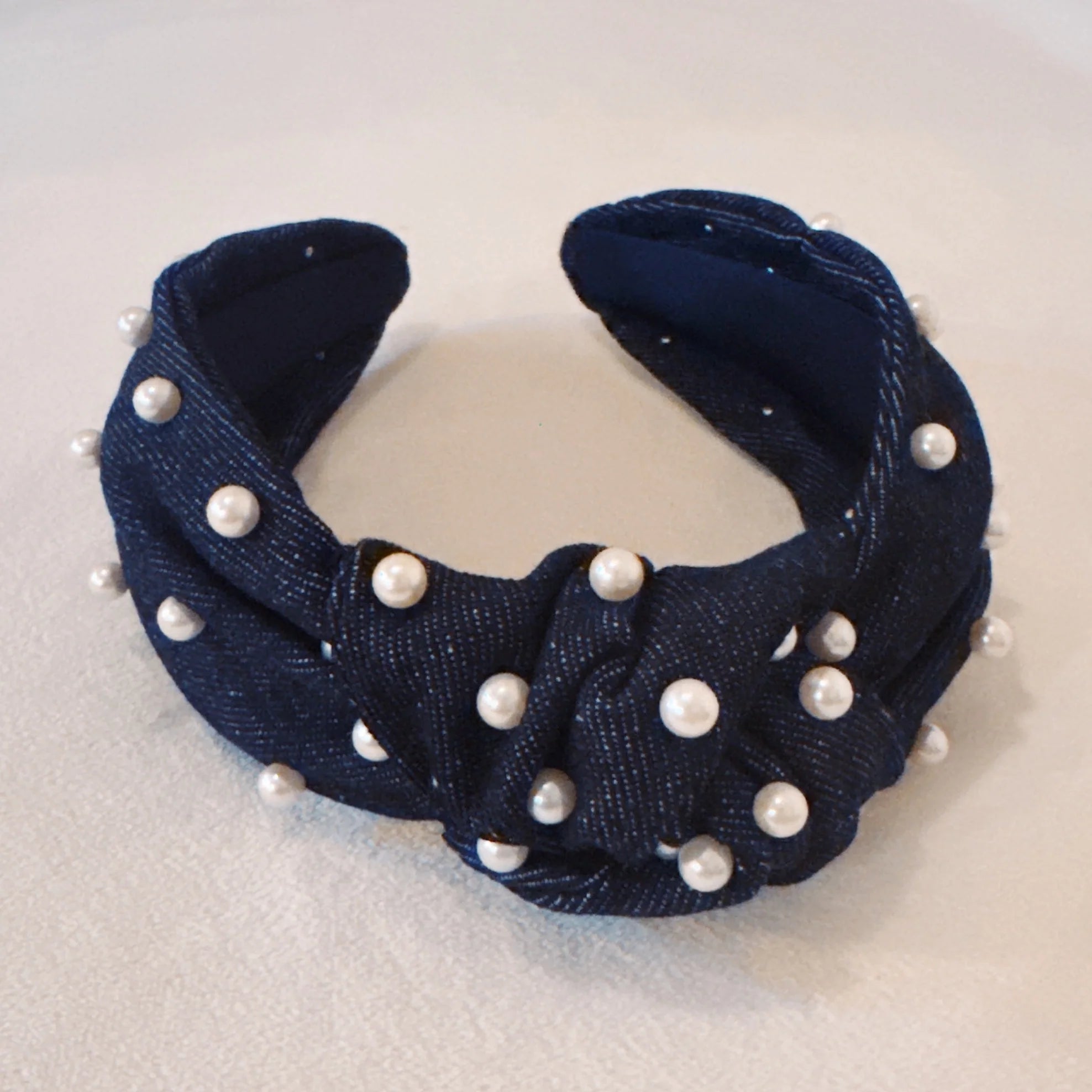 Pearls and Denim Knotted Headband
