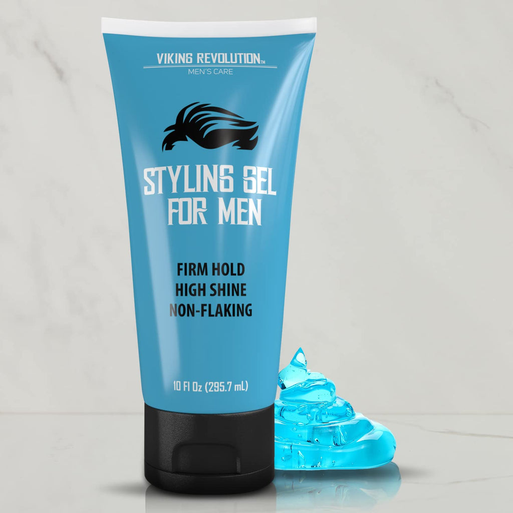 Hair Gel for Men Strong Hold - Mens Hair Gel Extra Strength - Styling Gel for Hair Clear Hair Gel - Firm Hold Gel Hair High Shine Non-Flaking Curly Hair Gel (10Oz)