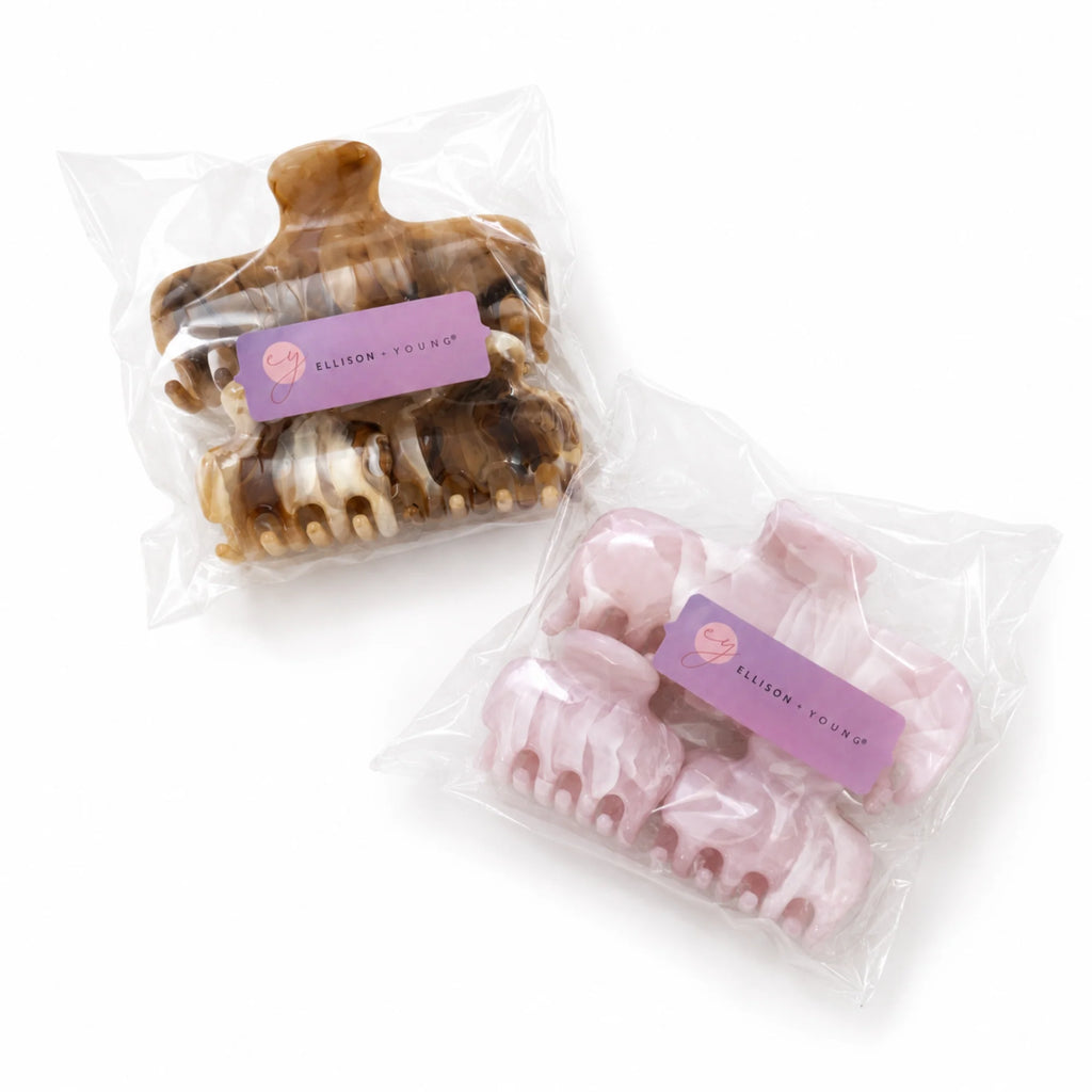 Marble Hair Claw Clip Set – 3 Piece