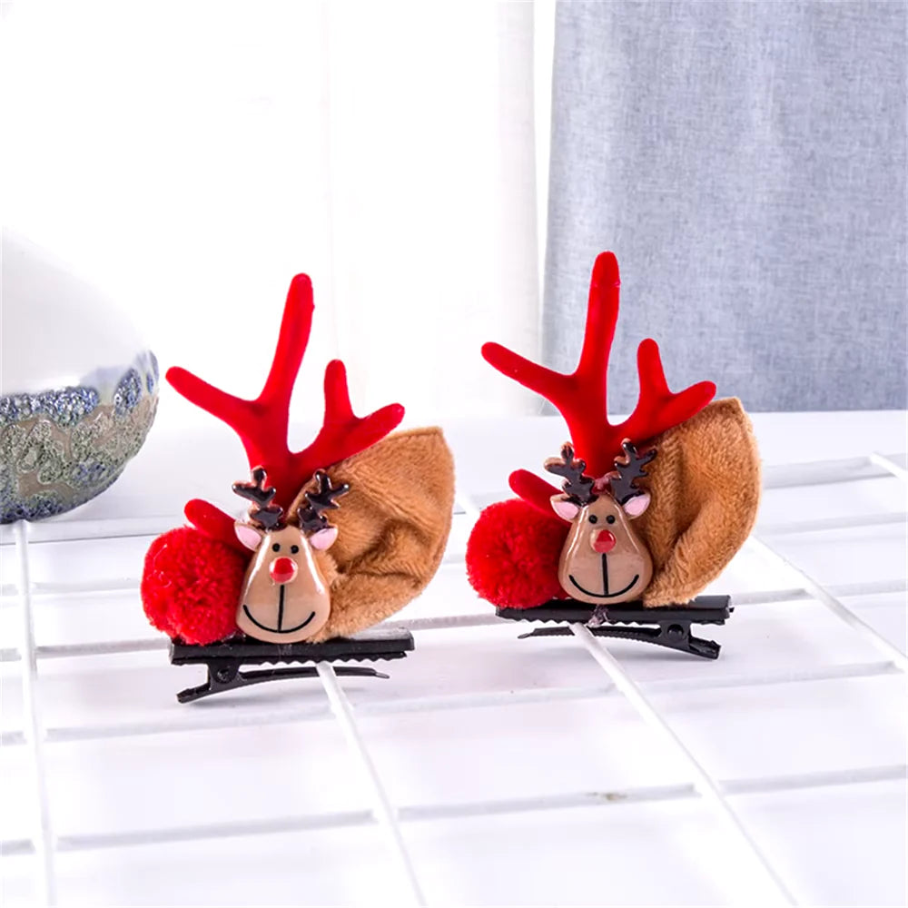 2Pcs Pack Cute Reindeer Ears Hair Clip