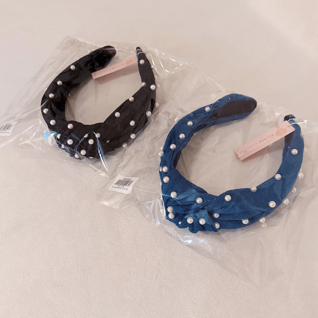 Pearls and Denim Knotted Headband