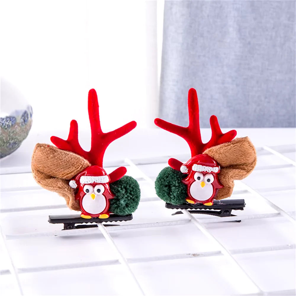 2Pcs Pack Cute Reindeer Ears Hair Clip