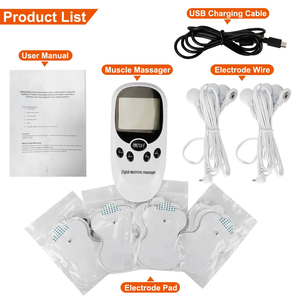 Electric Muscle Stimulator with 8 Electrode Pads