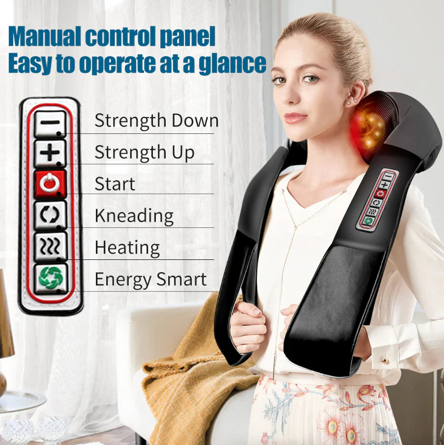 Shiatsu Heated Back Neck and Shoulder 3D Kneading Pillow Massager