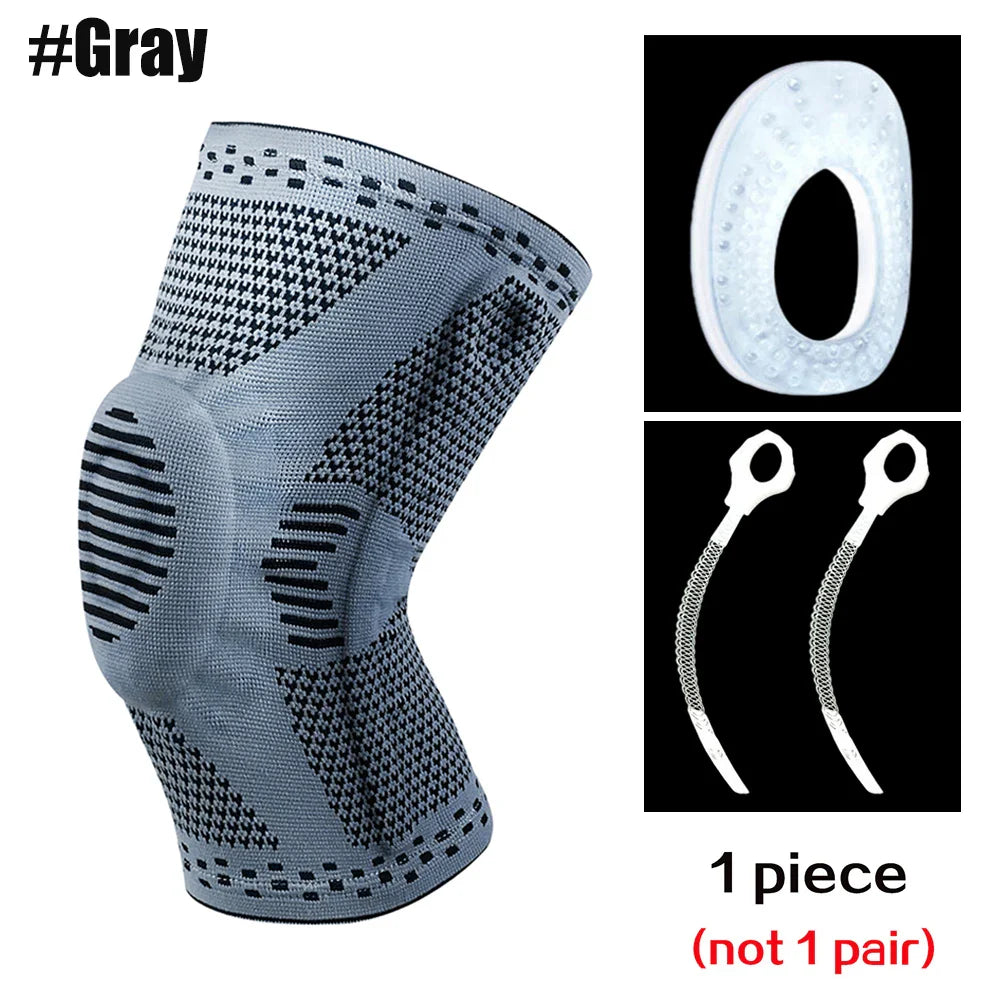 Gray Adjustable Knee Support Sleeve with Side Stabilizers