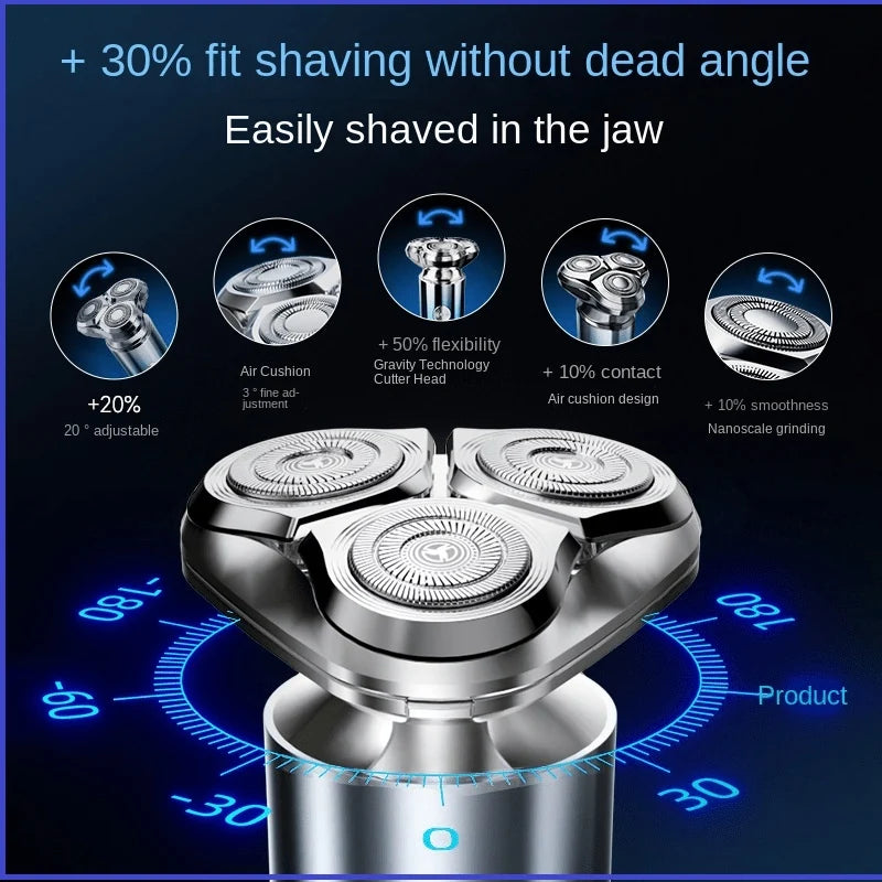Men's Washable Travel Electric Shaver Triple Head Razor