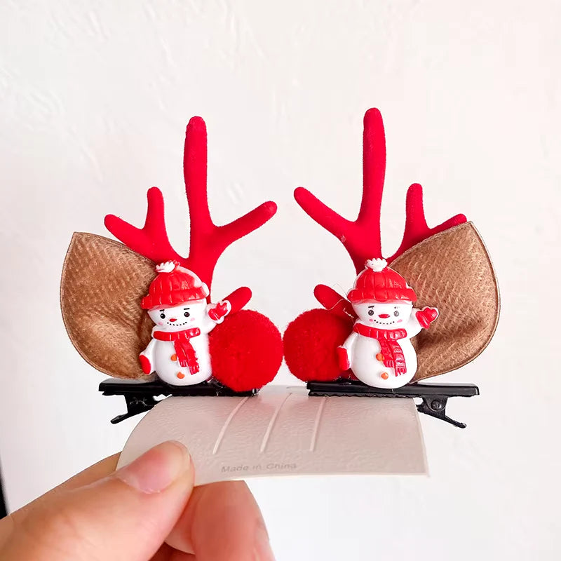 2Pcs Pack Cute Reindeer Ears Hair Clip