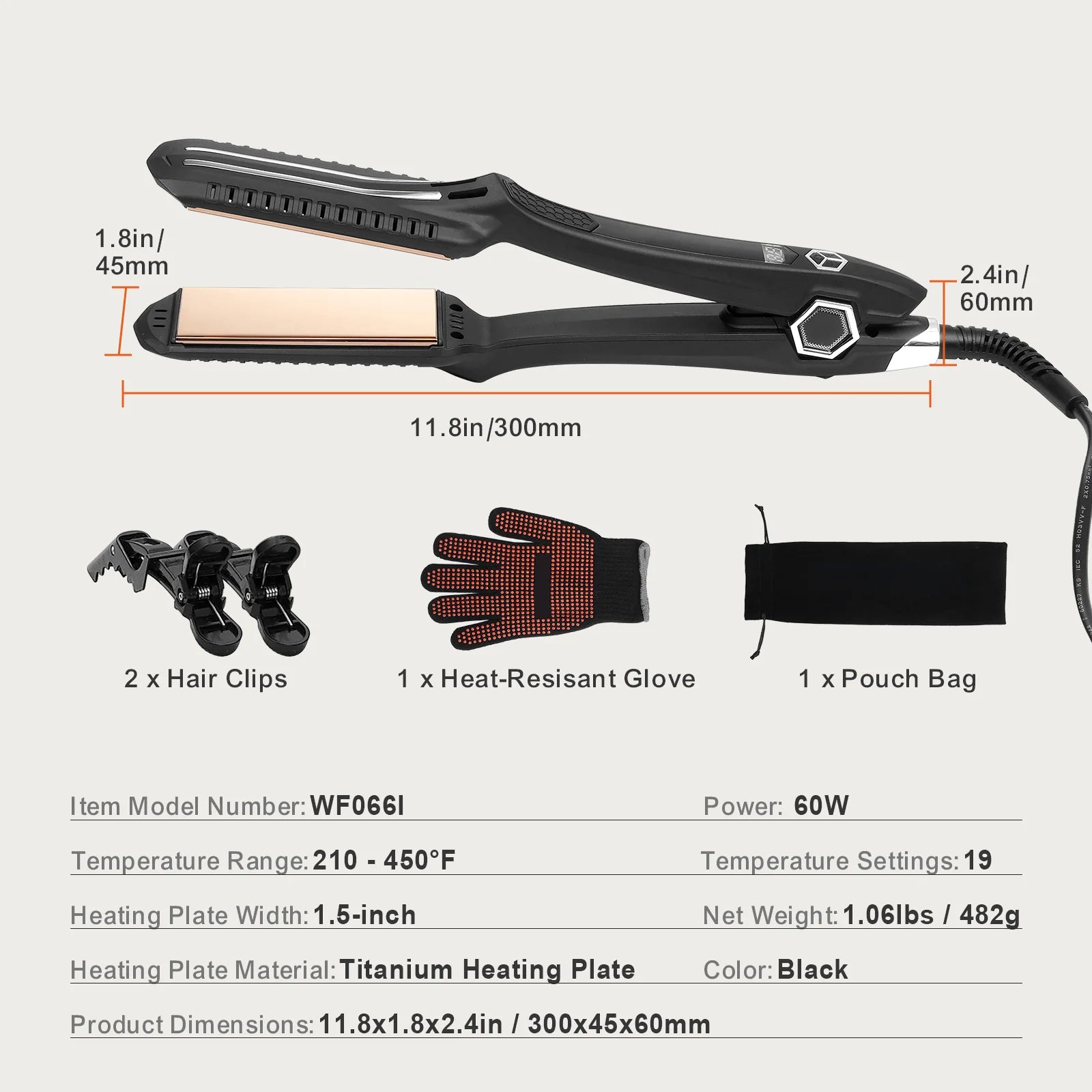 Dual Infrared Hair Straightener, Titanium Flat Iron