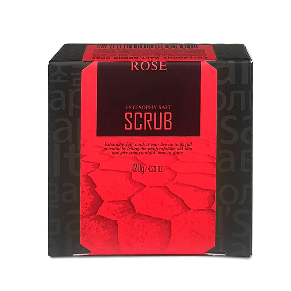 Estesophy Salt Scrub_Rose_Korean Salt Body Scrub, Salt Massge, Salt Soap, Body Care, Rose Salt Shower 4.2Oz (120G)