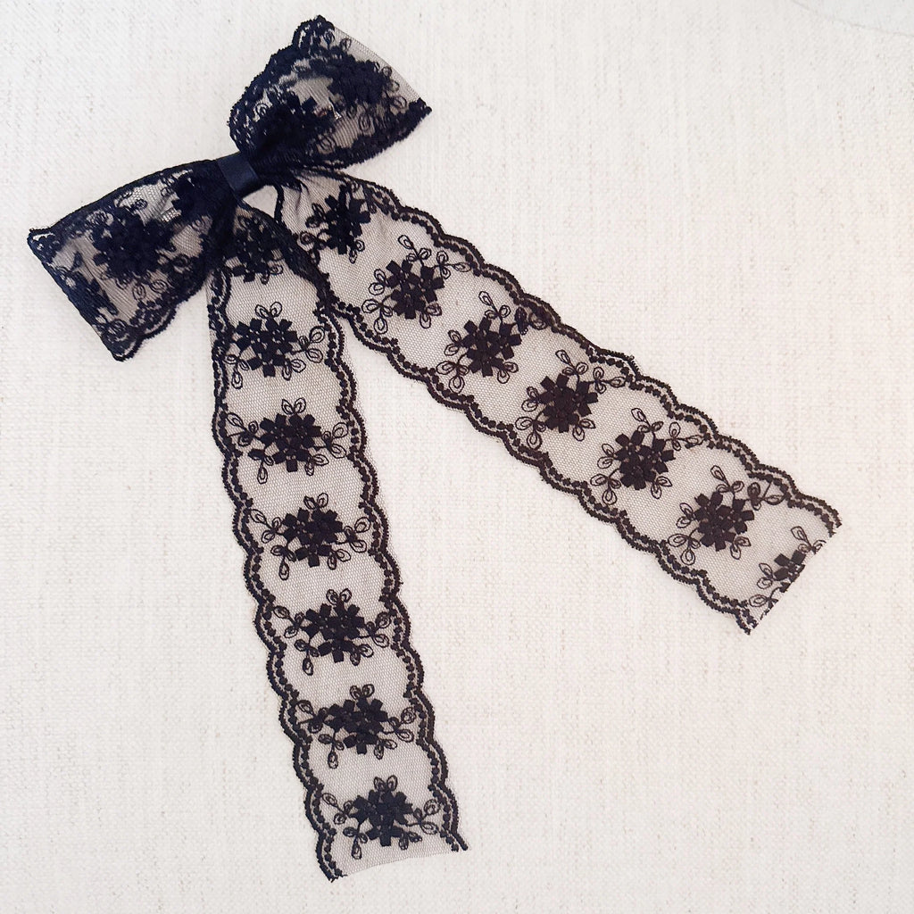French Lace Sheer Bow Hair Clip